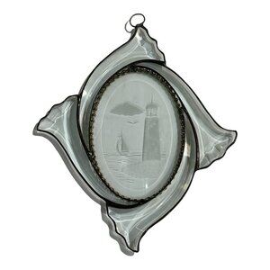 Vintage Clear Etched Lighthouse Sailboat Sea Window‎ Hanging Suncatchers Metal